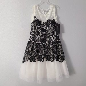 Marciano Guess girls black & white laced sleeveless formal dress size 14 NWT